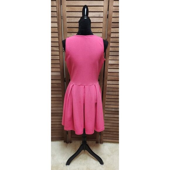 White Mark Solid Pink Sleeveless Knee Length Fit & Flare Womens Large Sundress - Picture 7 of 8